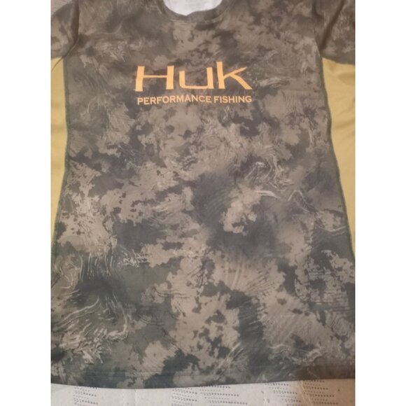 Huk Fishing T-Shirt Mens Large L Brown Camo Performance Short Sleeve UPF Stretch - Picture 3 of 13
